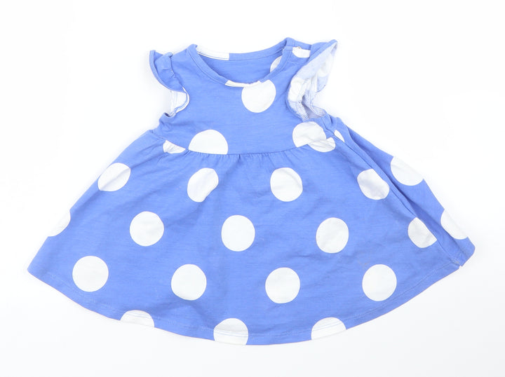 M&S Girls Blue Polka Dot A-Line Size 0-3 Months