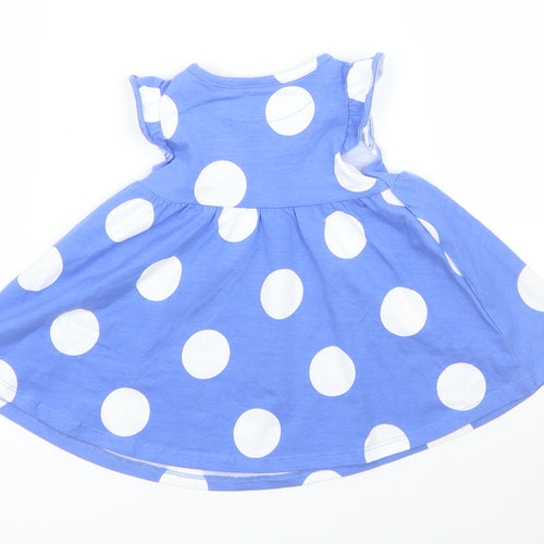 M&S Girls Blue Polka Dot  A-Line  Size 0-3 Months