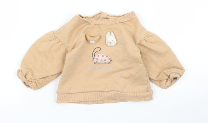 George Girls Beige   Pullover Jumper Size 3-6 Months
