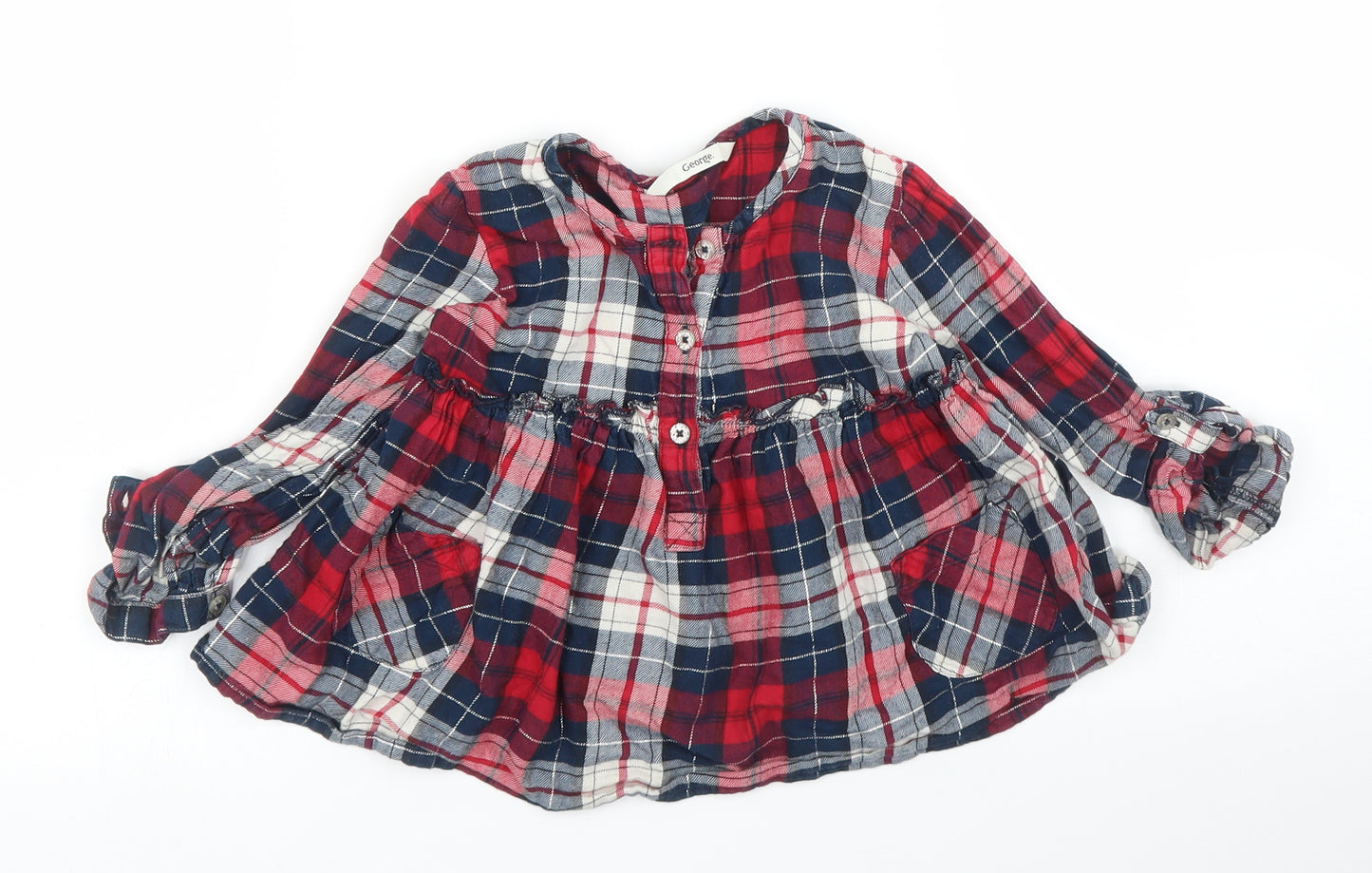 George Girls Red Plaid  Basic Blouse Size 2-3 Years