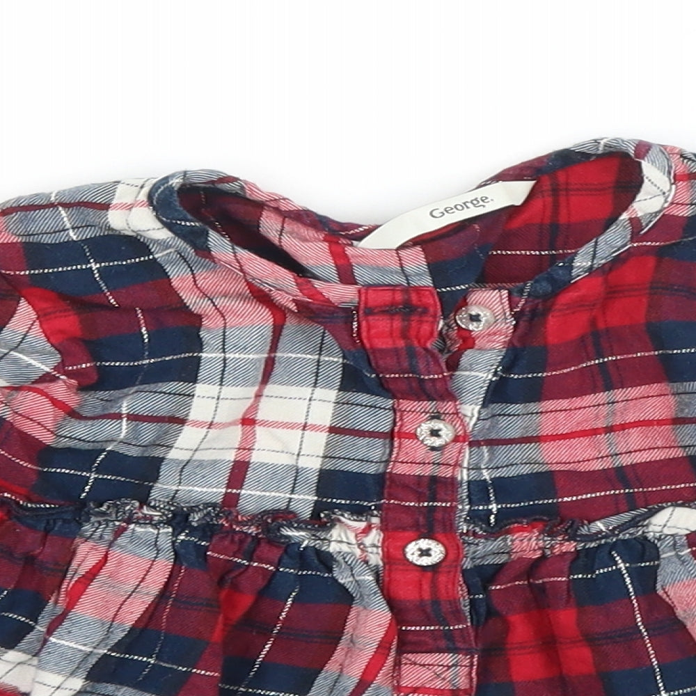 George Girls Red Plaid  Basic Blouse Size 2-3 Years
