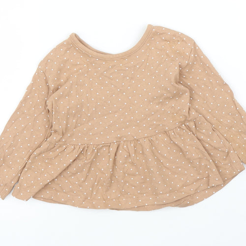 George Girls Brown Polka Dot  Basic T-Shirt Size 6-9 Months