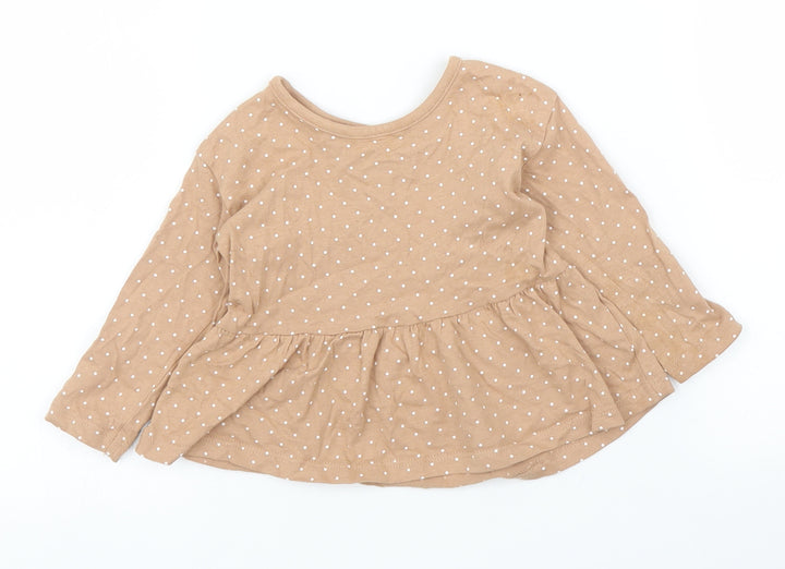George Girls Brown Polka Dot Basic T-Shirt Size 6-9 Months