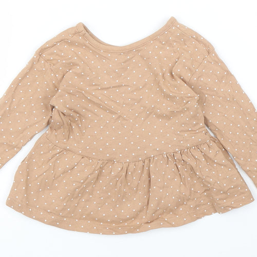 George Girls Brown Polka Dot  Basic T-Shirt Size 6-9 Months