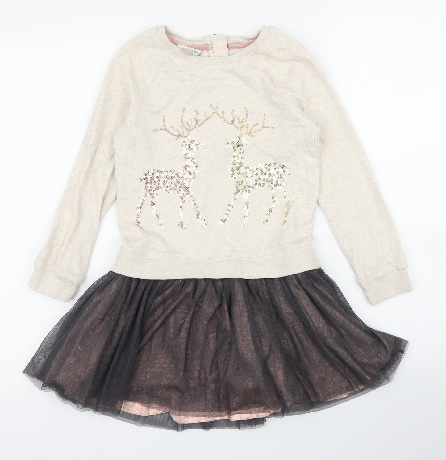 Monsoon Girls Beige   Jumper Dress  Size 7-8 Years