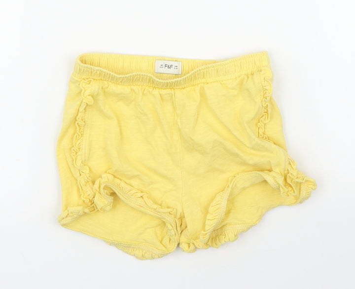 F&F Girls Yellow Cut-Off Shorts Size 2-3 Years