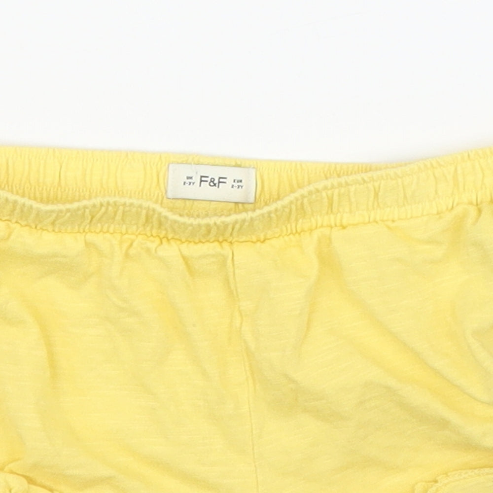 F&F Girls Yellow   Cut-Off Shorts Size 2-3 Years