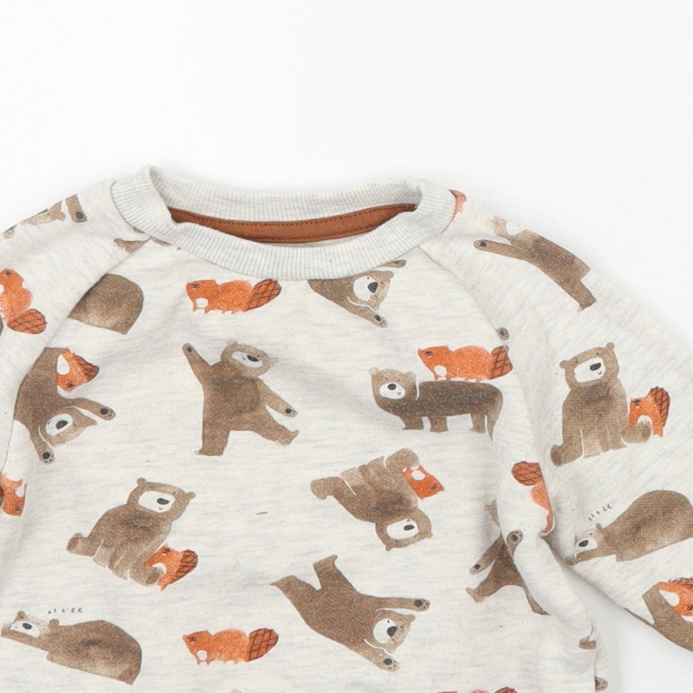 Primark Baby Beige Geometric  Pullover Jumper Size 9-12 Months