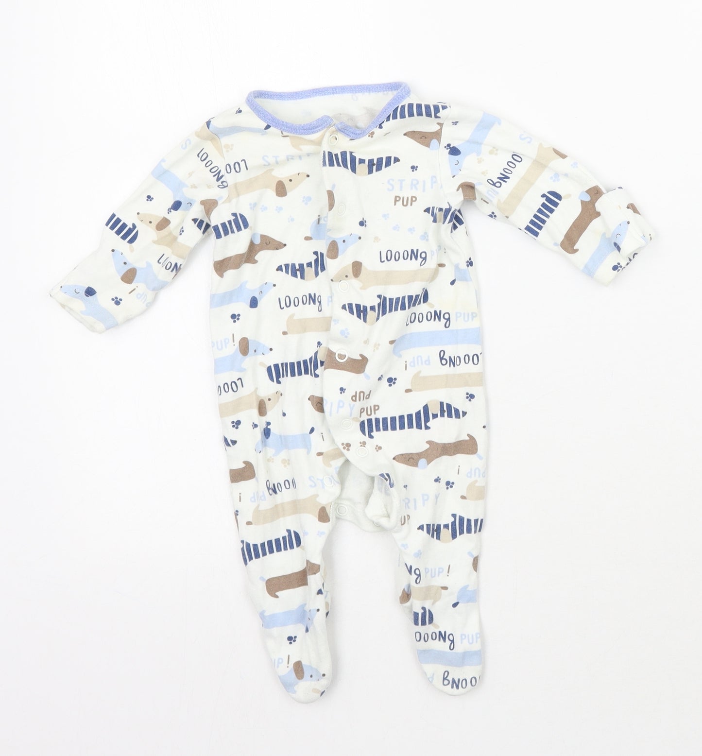 Mothercare Baby White Animal Print  Babygrow One-Piece Size Newborn