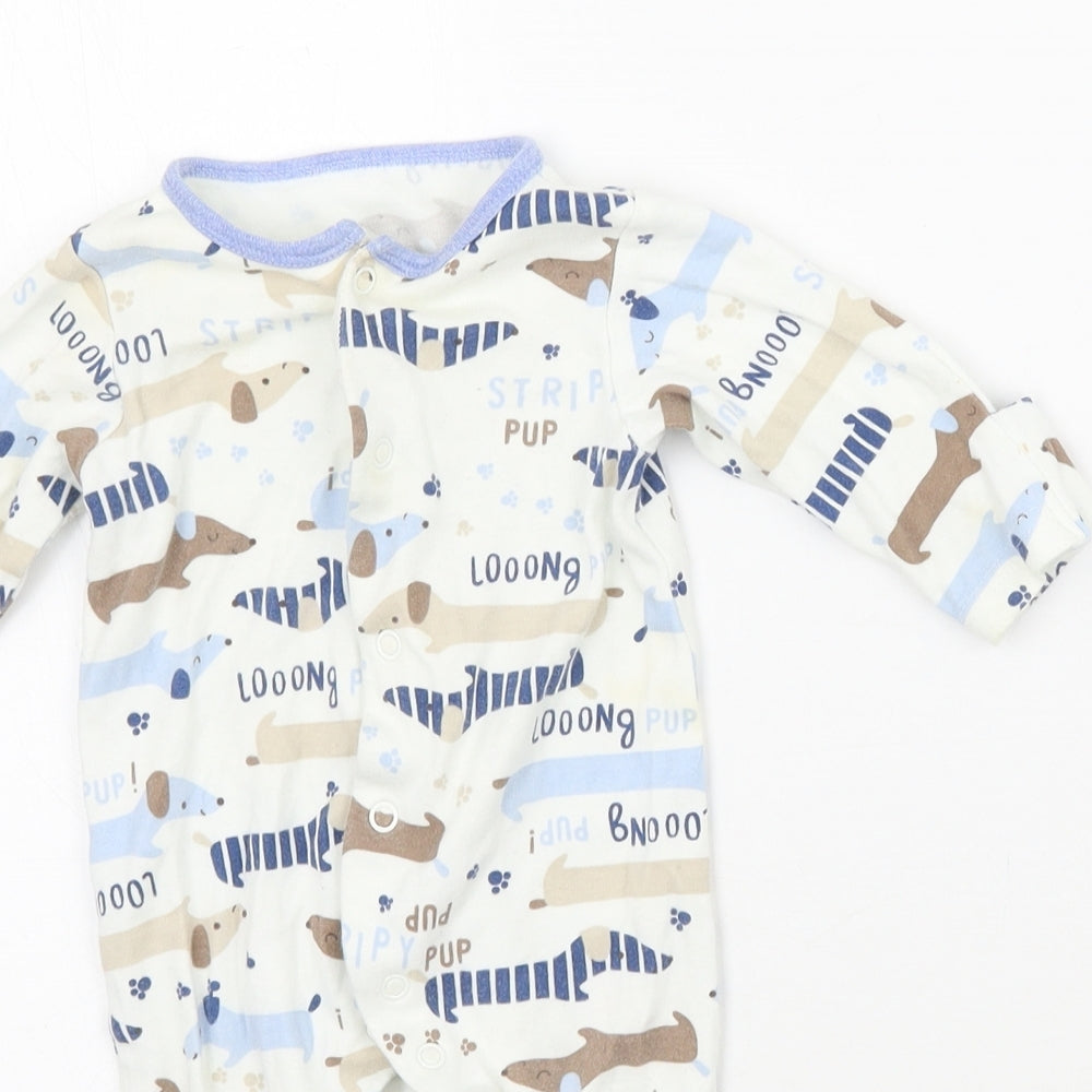 Mothercare Baby White Animal Print  Babygrow One-Piece Size Newborn