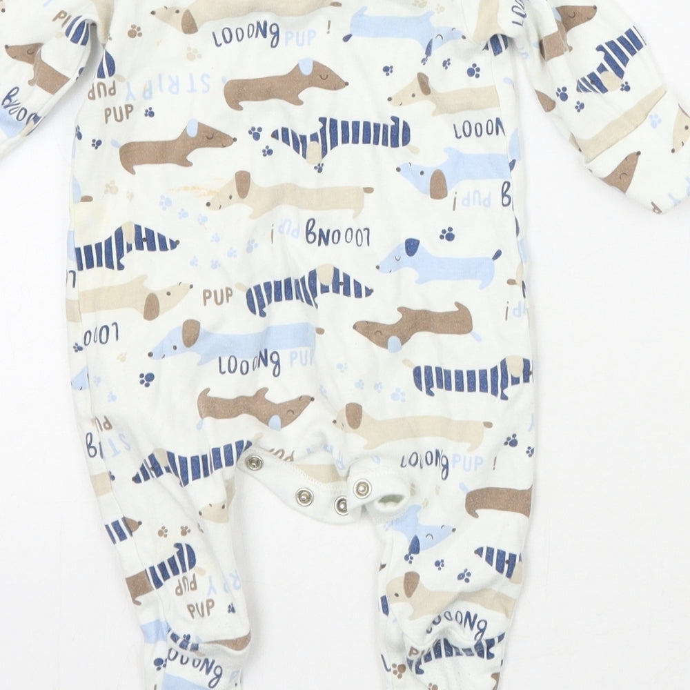 Mothercare Baby White Animal Print  Babygrow One-Piece Size Newborn