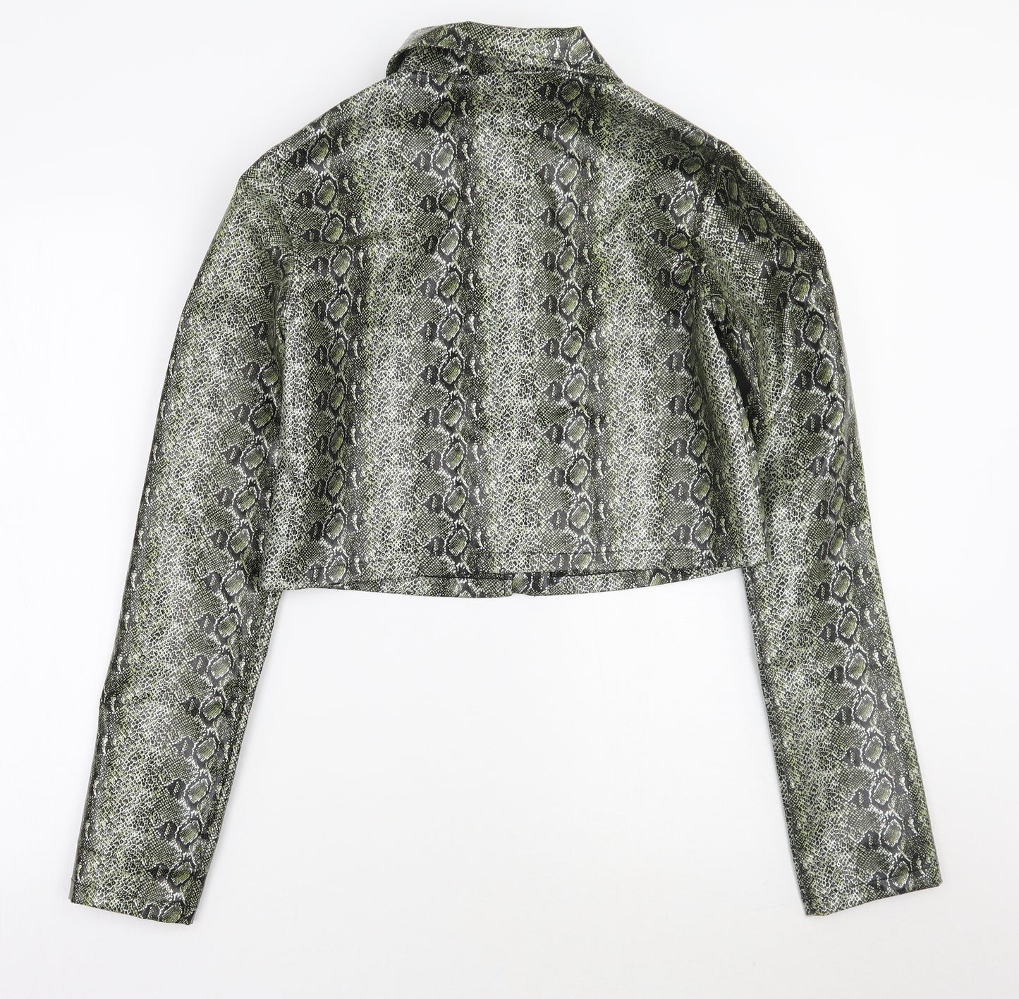PRETTYLITTLETHING Womens Green Animal Print  Jacket Coat Size 6