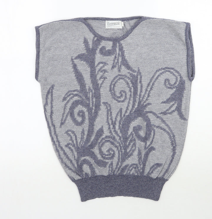 Emreco Womens Blue Floral Pullover Jumper One Size