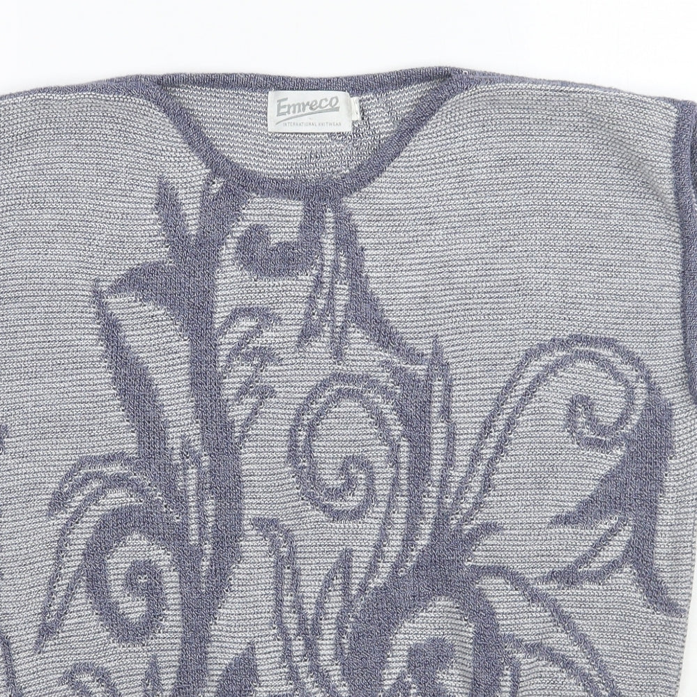 Emreco Womens Blue Floral  Pullover Jumper One Size