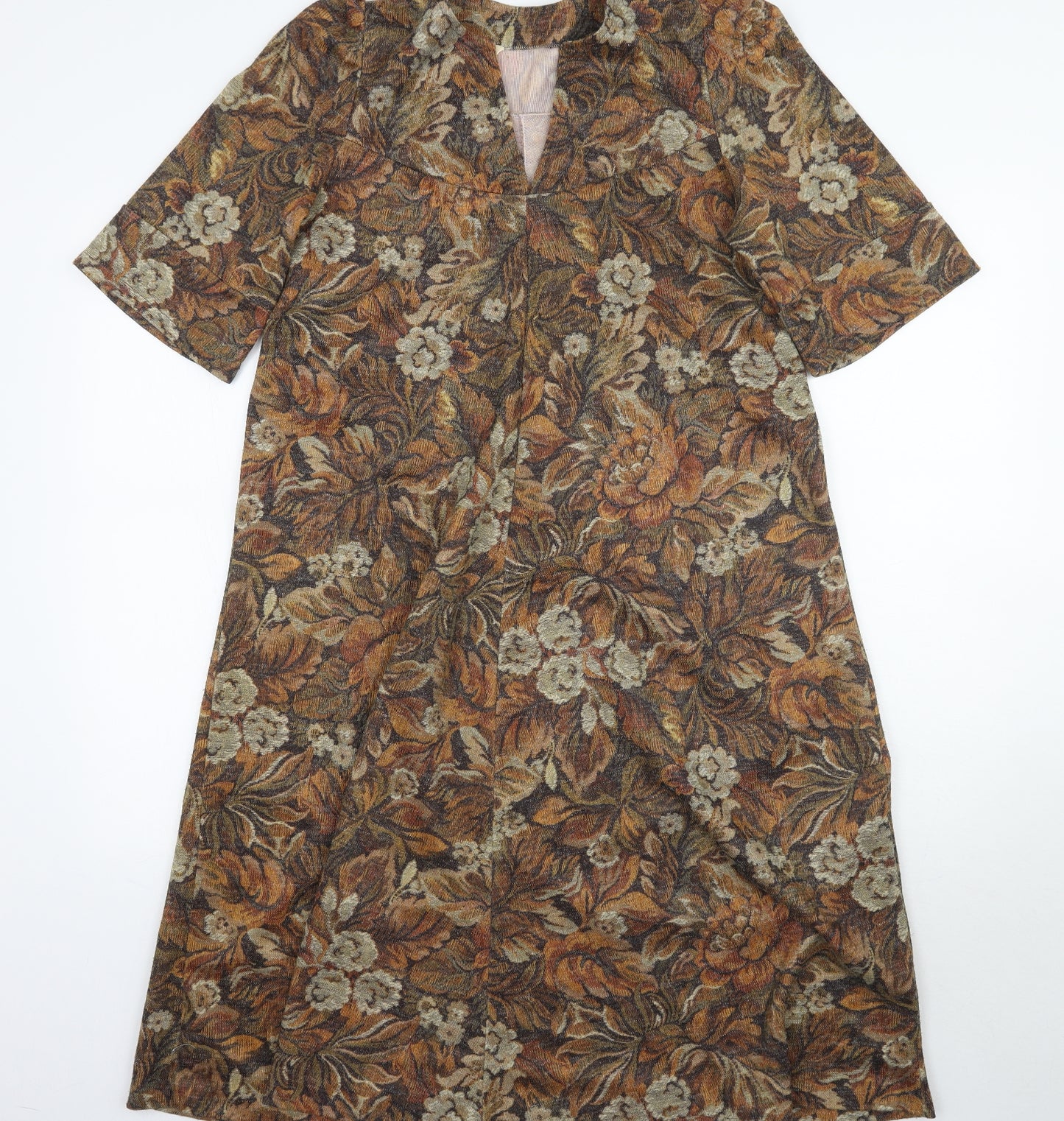 Preworn Womens Brown Floral  A-Line  Size 12