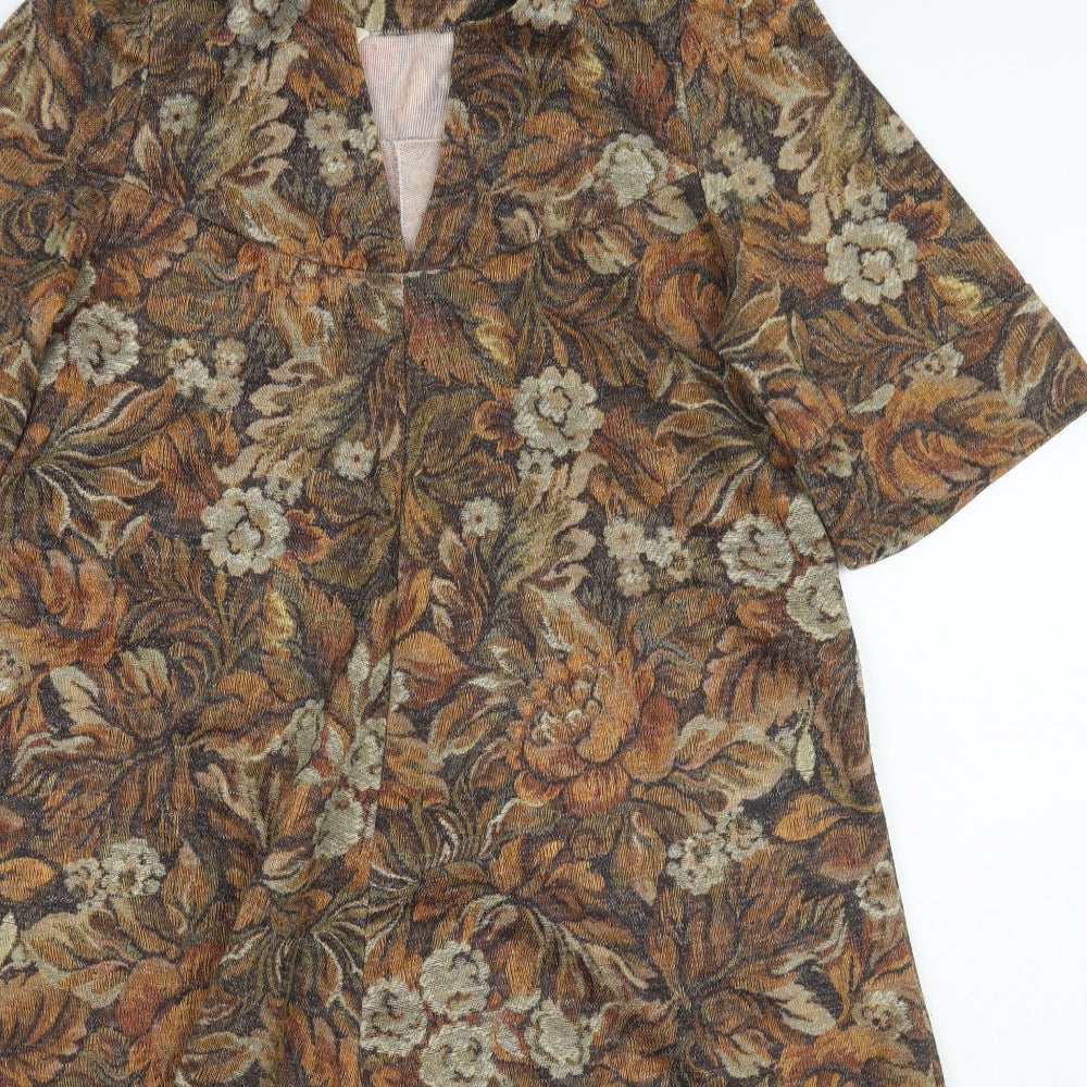 Preworn Womens Brown Floral  A-Line  Size 12