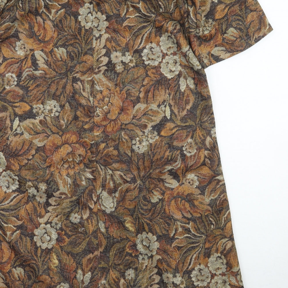Preworn Womens Brown Floral  A-Line  Size 12