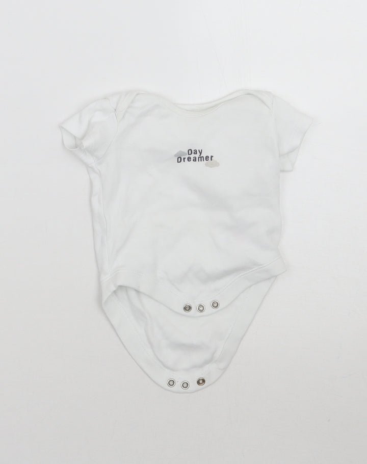 F&F Baby White Babygrow One-Piece Size 0-3 Months - Day dreamer