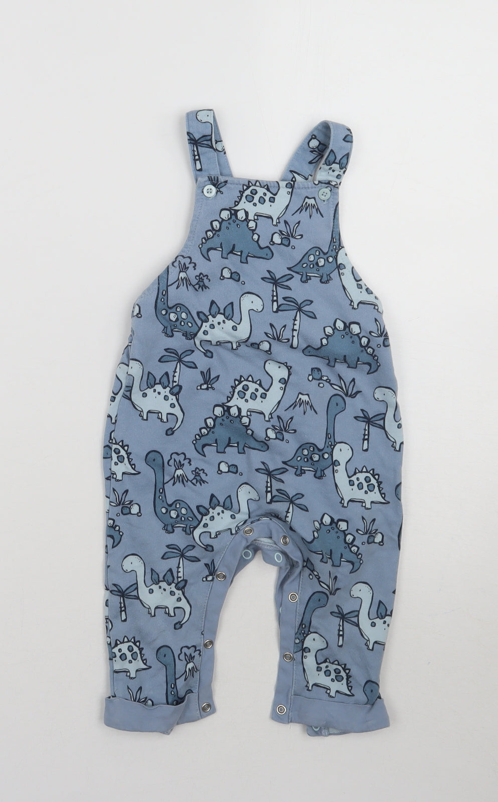 NEXT Baby Blue Animal Print Cotton Dungaree One-Piece Size 9-12 Months