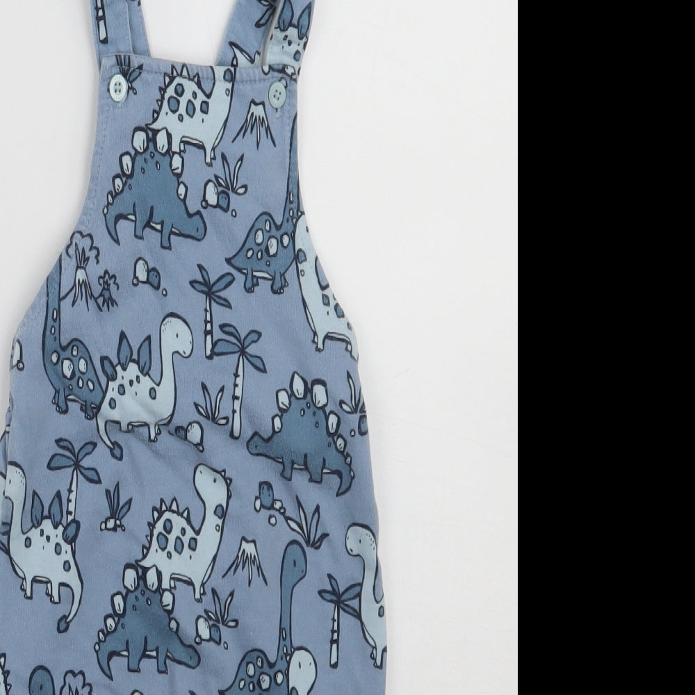 NEXT Baby Blue Animal Print Cotton Dungaree One-Piece Size 9-12 Months