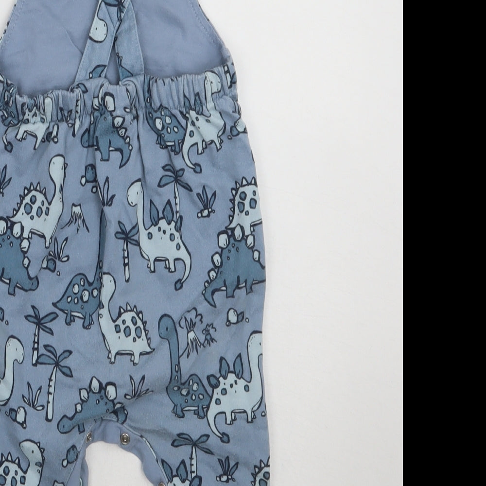 NEXT Baby Blue Animal Print Cotton Dungaree One-Piece Size 9-12 Months