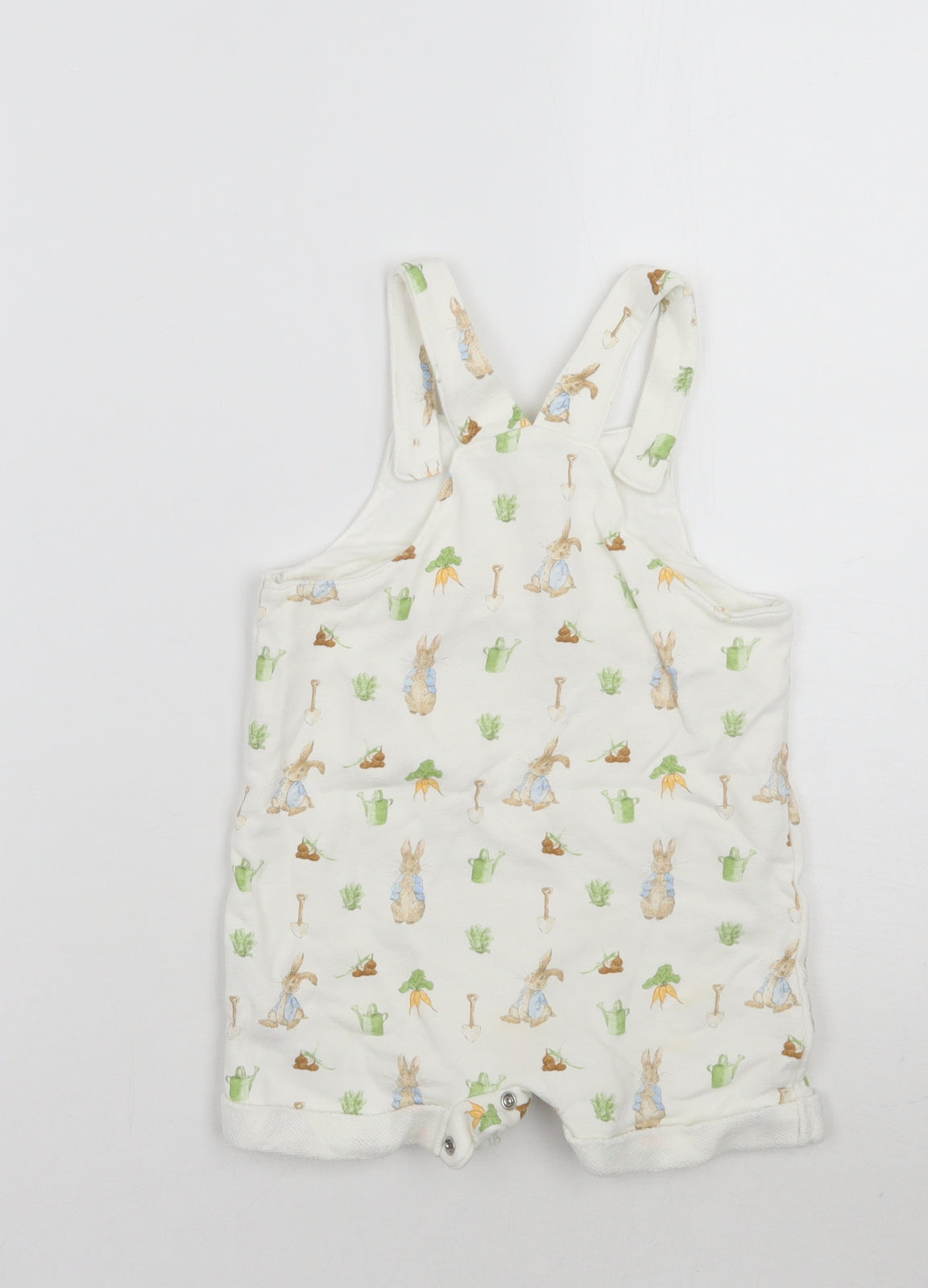 Nutmeg Baby White Animal Print  Dungaree One-Piece Size 12-18 Months  - Peter rabbit