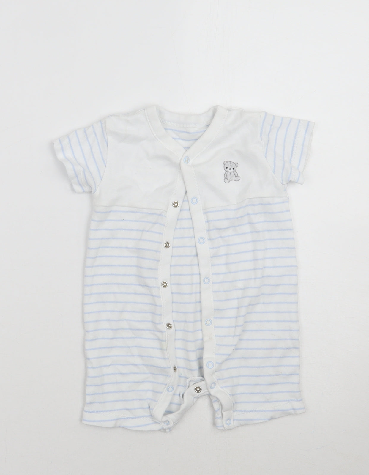 Nutmeg Baby White Striped  Babygrow One-Piece Size 9-12 Months