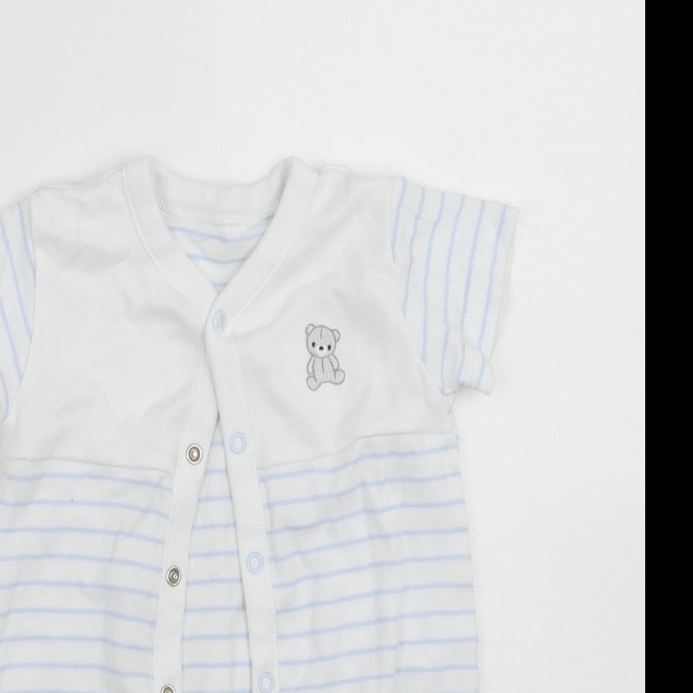 Nutmeg Baby White Striped  Babygrow One-Piece Size 9-12 Months