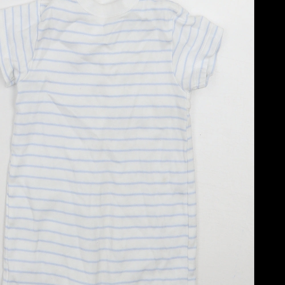 Nutmeg Baby White Striped  Babygrow One-Piece Size 9-12 Months