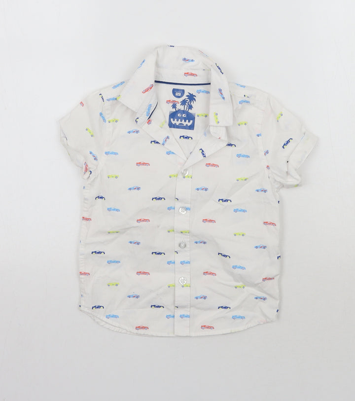 F&F Baby White Geometric Basic Button-Up Size 12-18 Months
