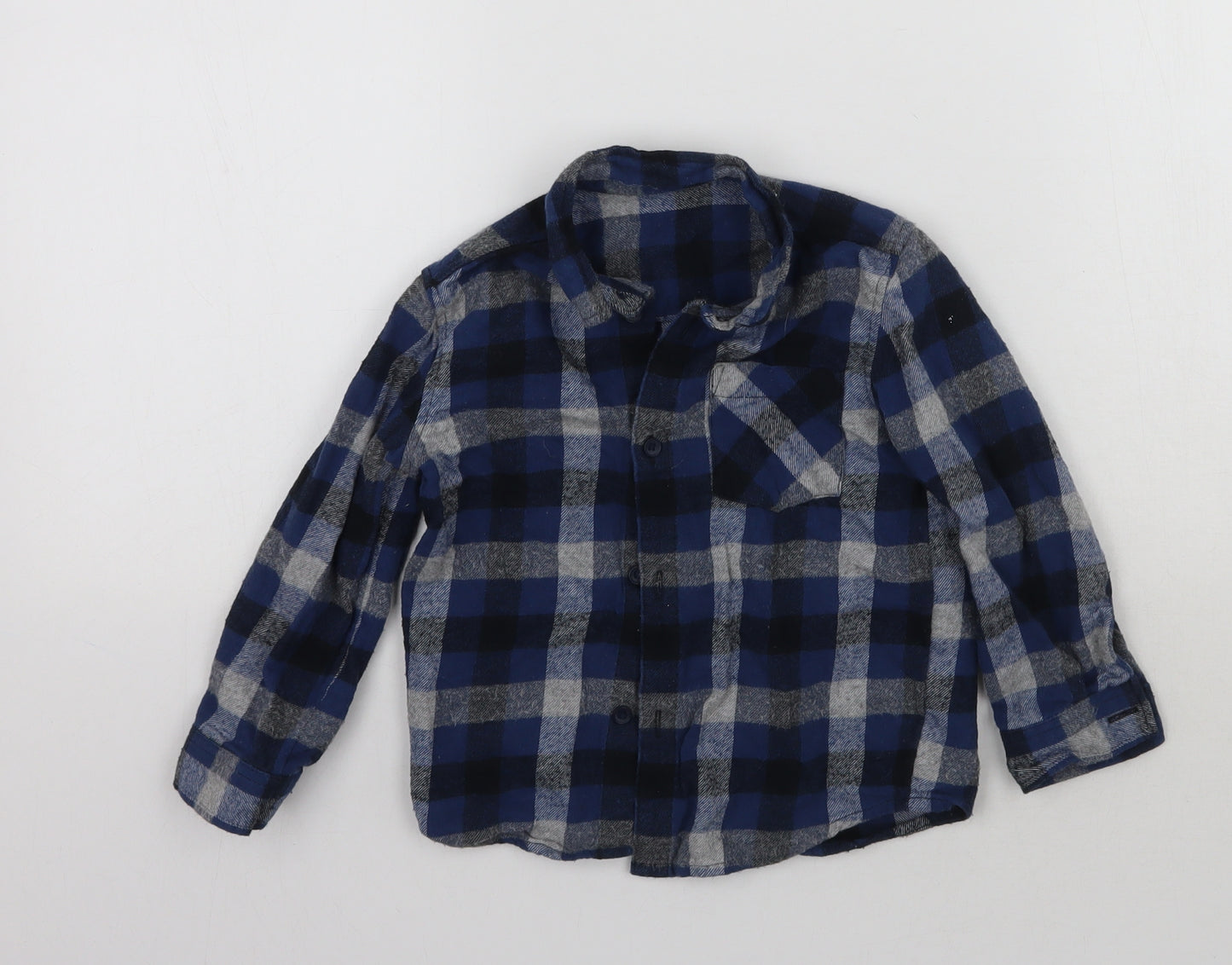 George Boys Blue Check  Basic Button-Up Size 3-4 Years