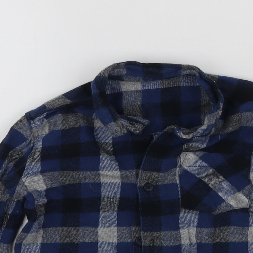 George Boys Blue Check  Basic Button-Up Size 3-4 Years
