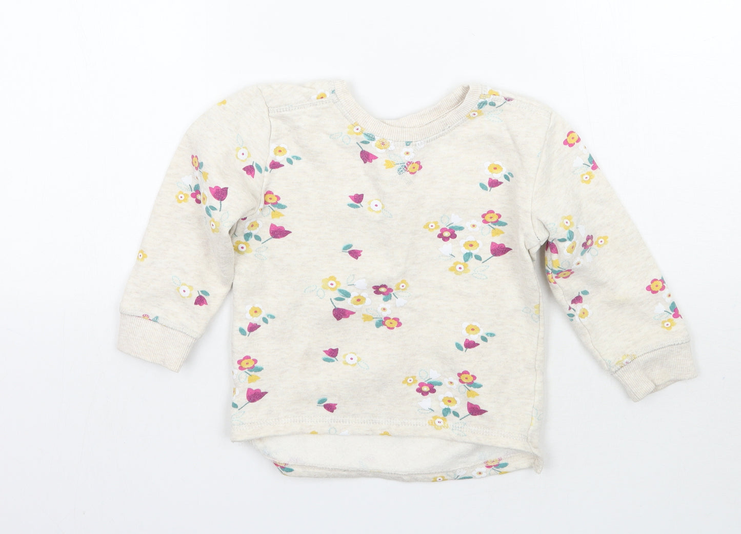 Mini Club Girls Beige Floral  Pullover Jumper Size 2-3 Years