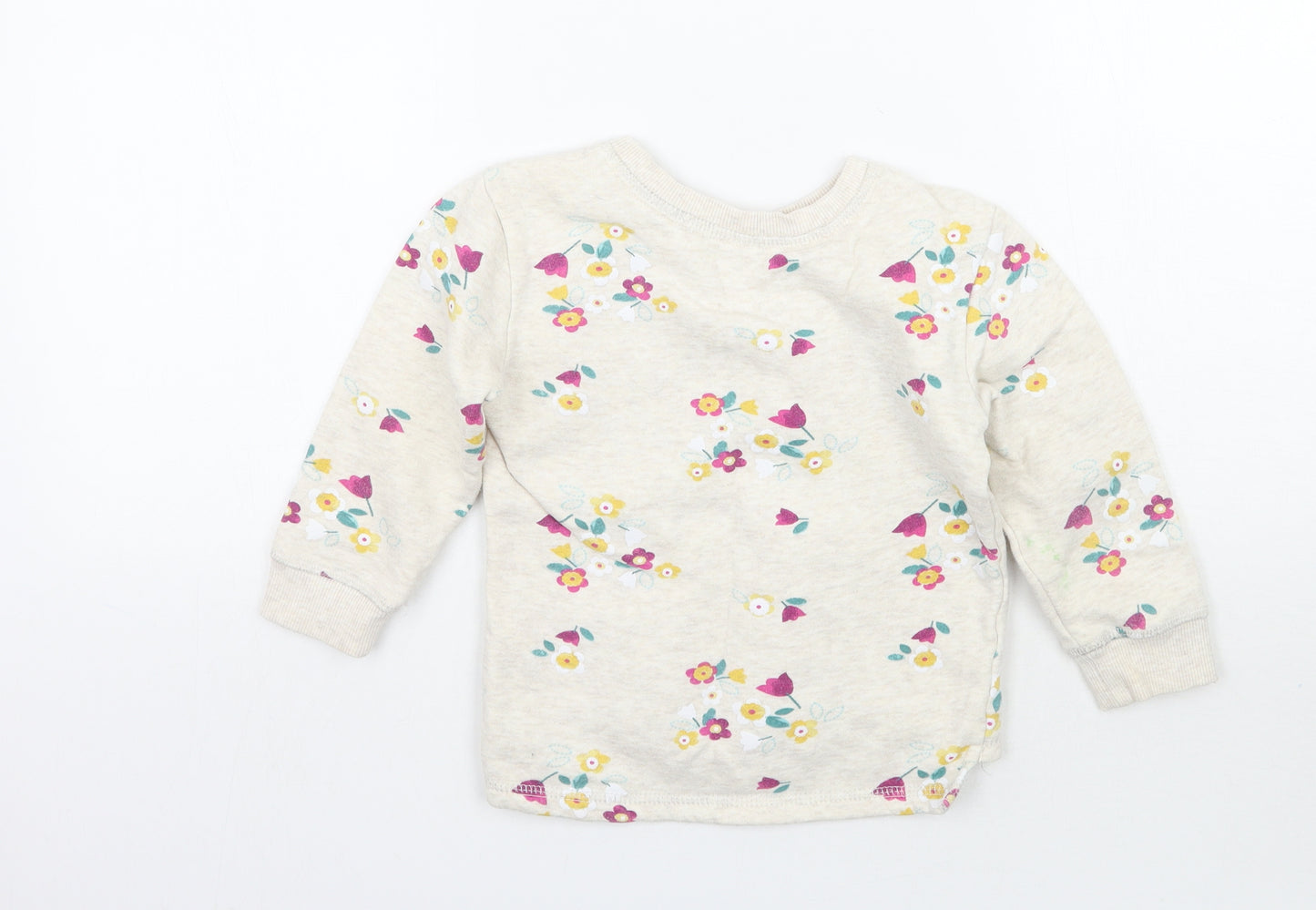 Mini Club Girls Beige Floral  Pullover Jumper Size 2-3 Years