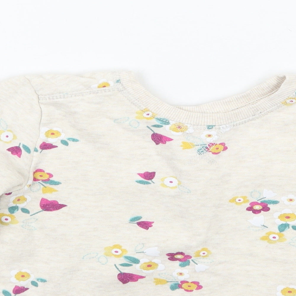 Mini Club Girls Beige Floral  Pullover Jumper Size 2-3 Years