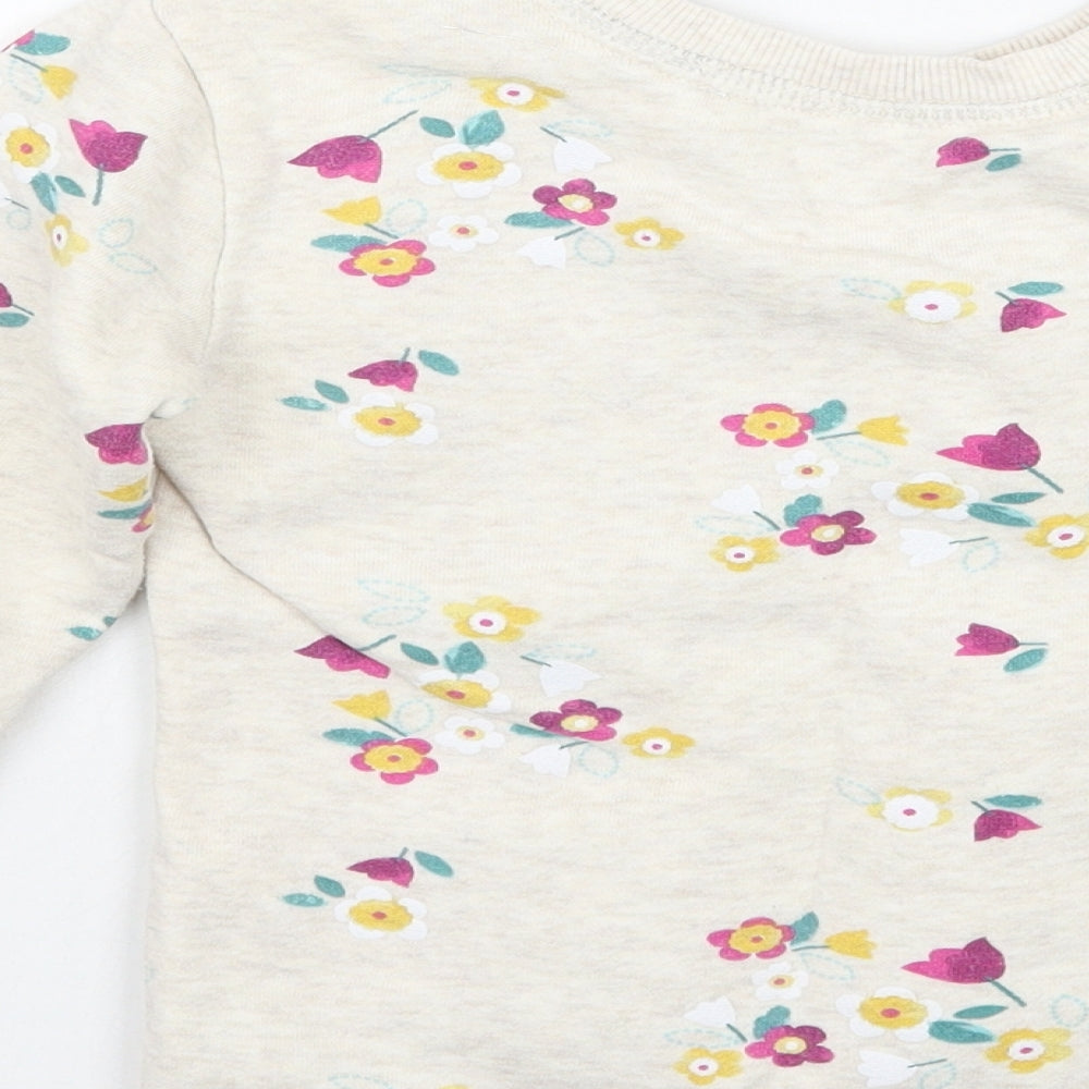 Mini Club Girls Beige Floral  Pullover Jumper Size 2-3 Years