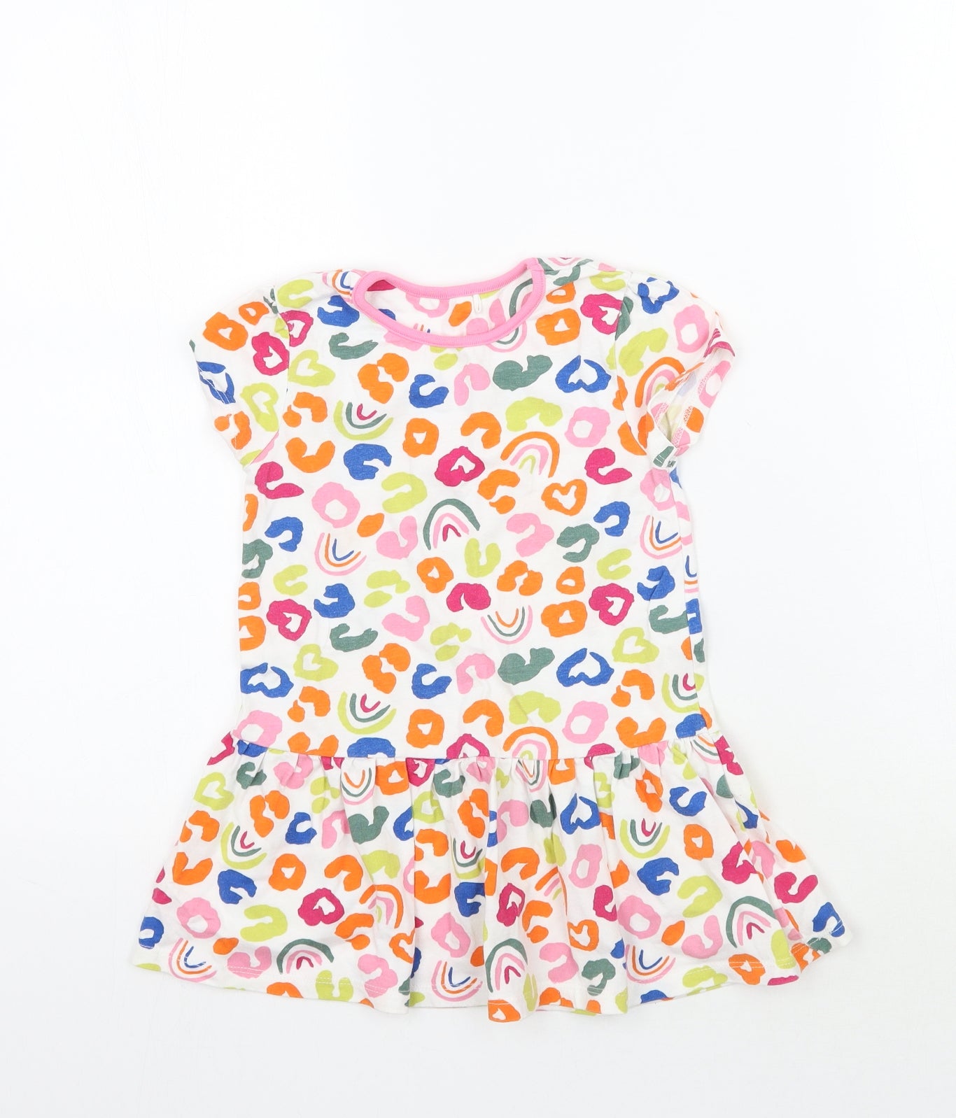 Mini Club Girls White Animal Print  Basic T-Shirt Size 3-4 Years