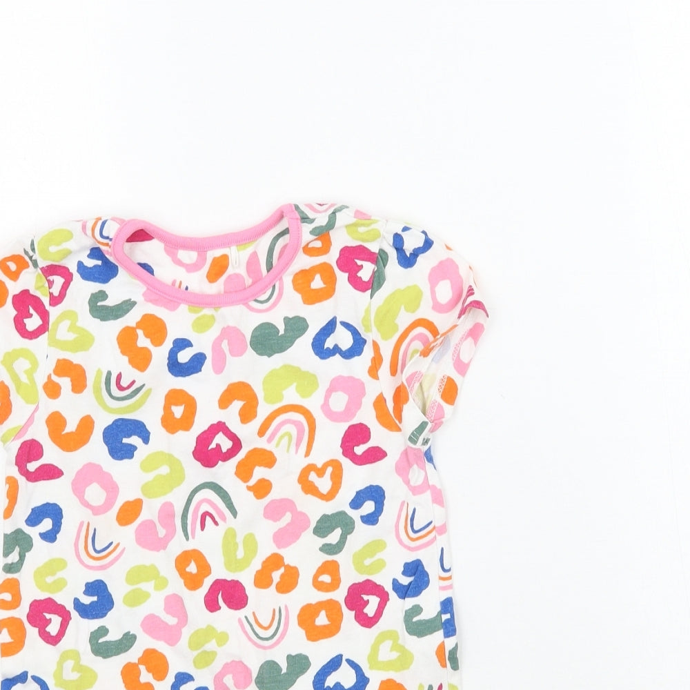 Mini Club Girls White Animal Print  Basic T-Shirt Size 3-4 Years
