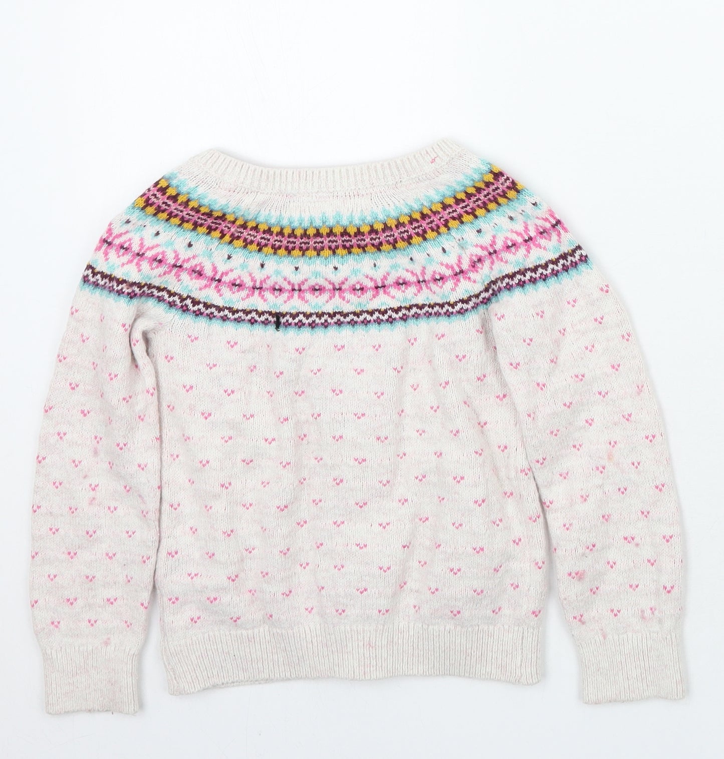 H&M Girls White Geometric  Cardigan Jumper Size 5 Years
