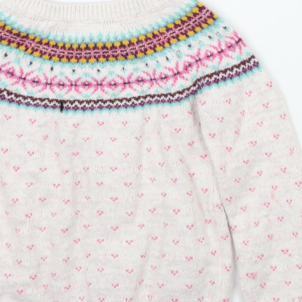 H&M Girls White Geometric  Cardigan Jumper Size 5 Years