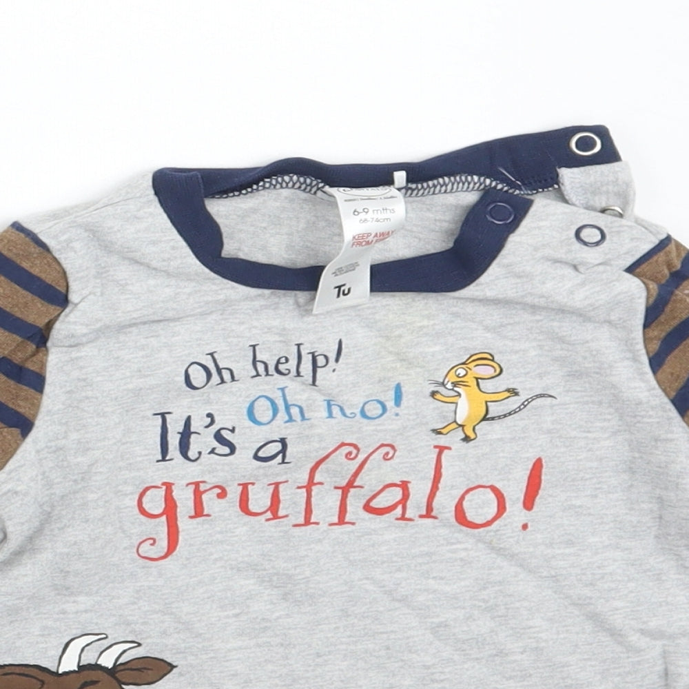 TU Boys Grey Striped  Basic T-Shirt Size 6-9 Months  - The Gruffalo