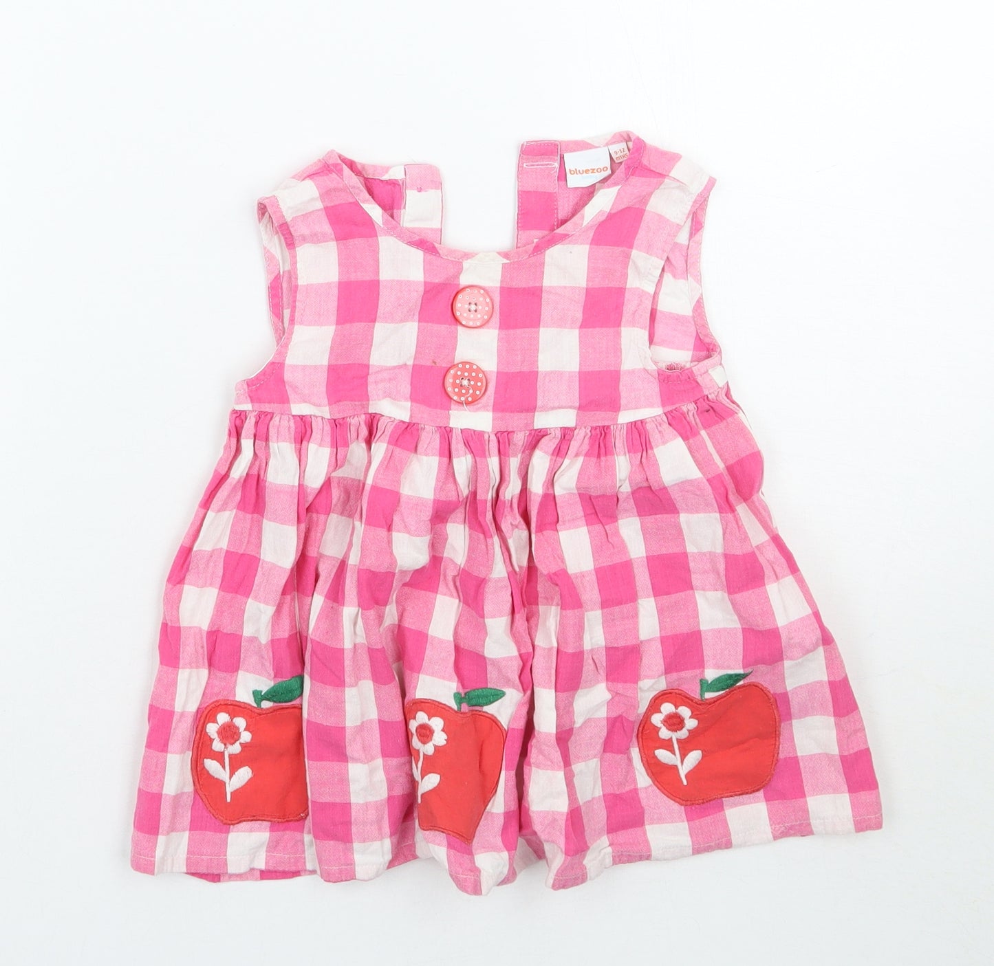 Bluezoo Girls Pink Check  A-Line  Size 9-12 Months
