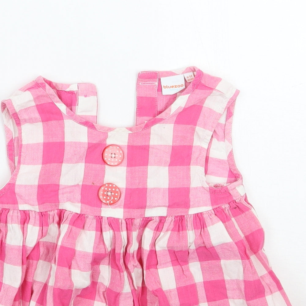 Bluezoo Girls Pink Check  A-Line  Size 9-12 Months