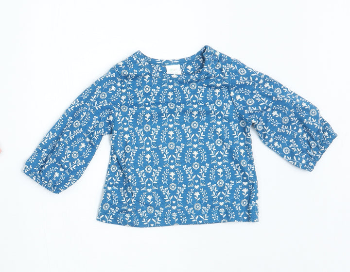 Mini Club Girls Blue Floral  Basic T-Shirt Size 0-3 Months