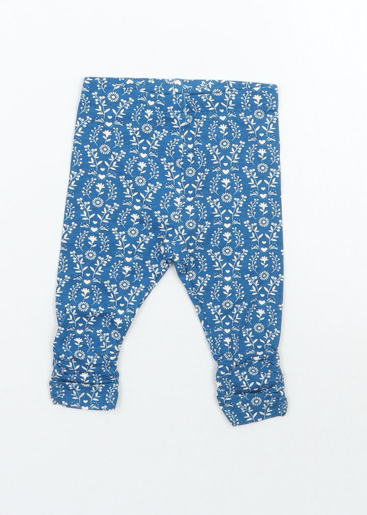 Mini Club Girls Blue Floral Sweatpants Trousers Size 0-3 Months