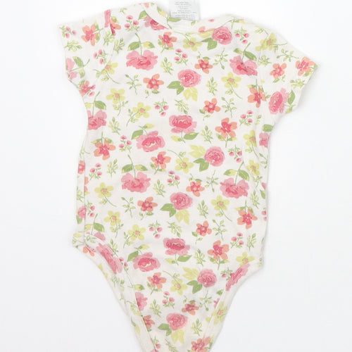 Laura Ashley Girls White Floral  Babygrow One-Piece Size 6-9 Months