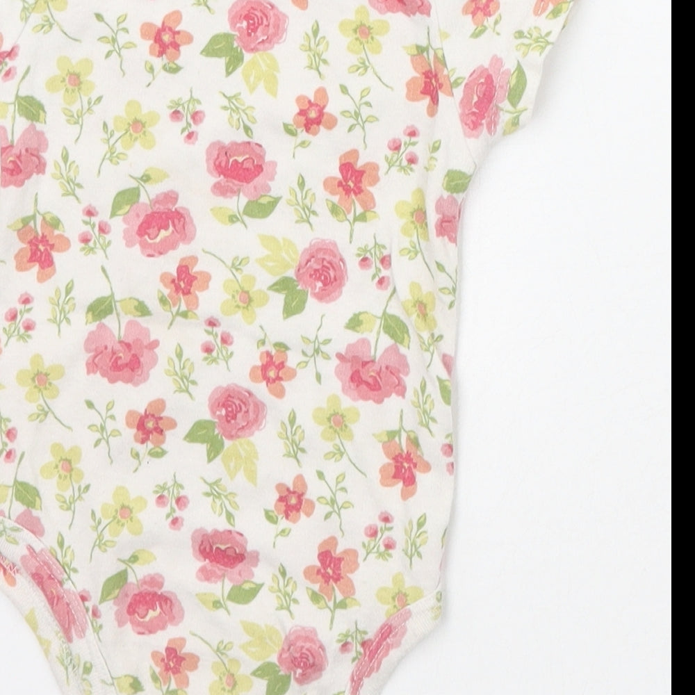 Laura Ashley Girls White Floral  Babygrow One-Piece Size 6-9 Months