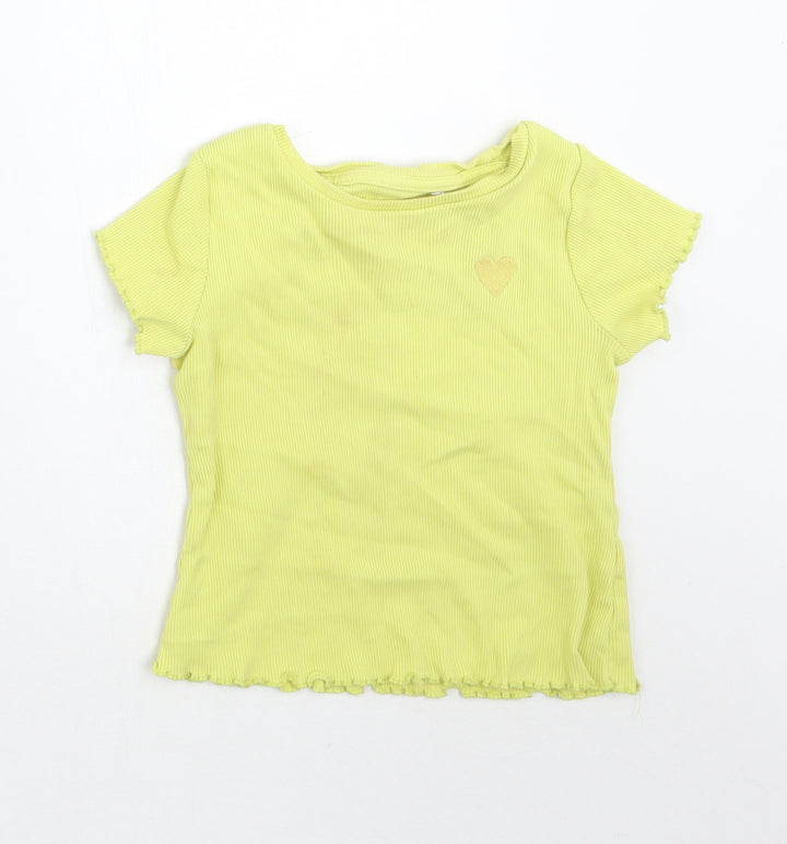 George Girls Green Basic T-Shirt Size 12-18 Months