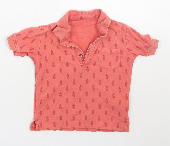 Matalan Boys Orange Geometric Basic Polo Size 12-18 Months