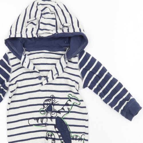 George Boys Grey Striped  Babygrow One-Piece Size 9-12 Months  - disney